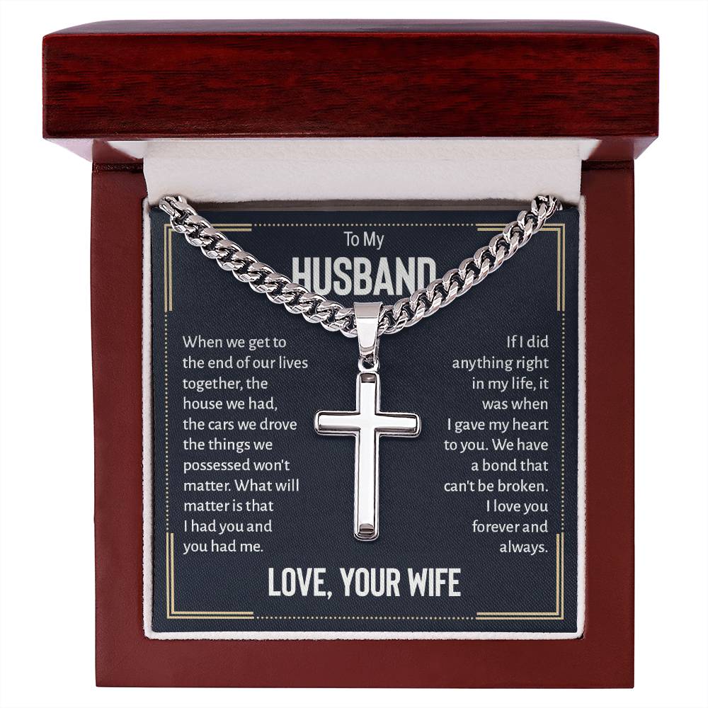 Artisan Cross Necklace - For Husband Love Your Wife ShineOn Fulfillment