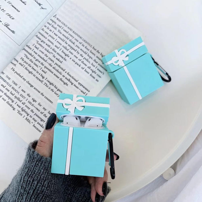Silicone Case For Airpods 1 2 Earphone Charge Box Bowknot Gift Box Cover Soft Shell Airpods Accessory With Hook