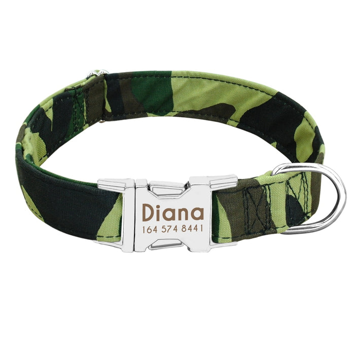 Dog Collar Custom Nylon Puppy Cat Dog Tag Collar Leash Pet Nameplate ID Collars Adjustable For Medium Large Dogs