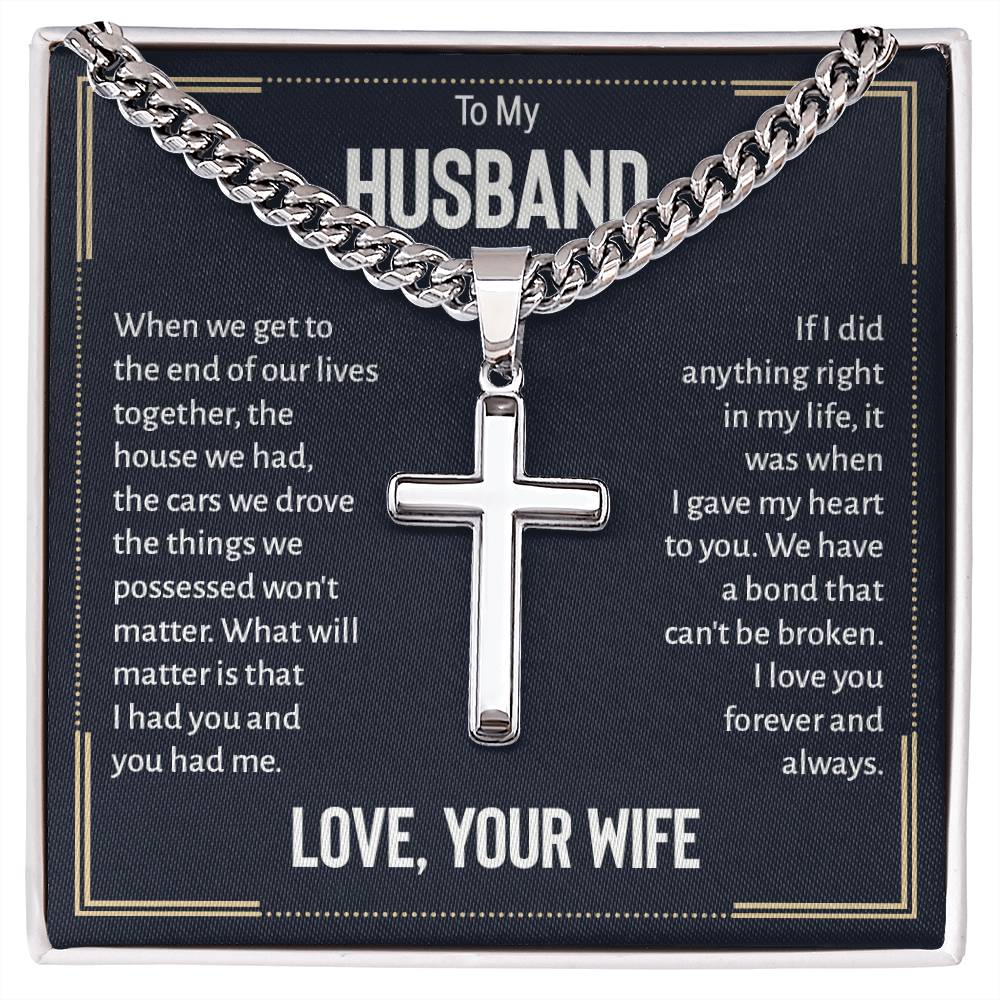 Artisan Cross Necklace - For Husband Love Your Wife ShineOn Fulfillment