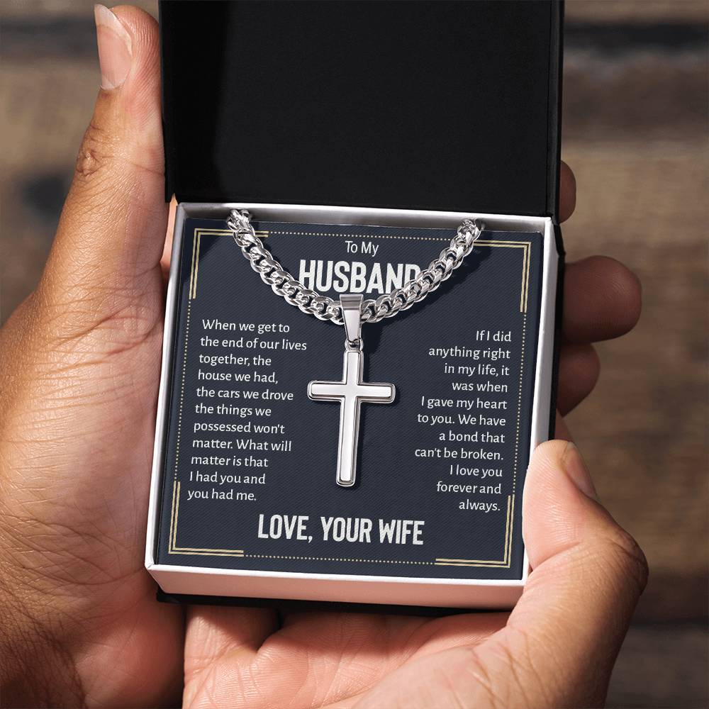 Artisan Cross Necklace - For Husband Love Your Wife ShineOn Fulfillment