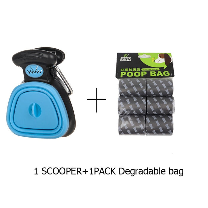 Dog Pet Travel Foldable Pooper Scooper With 1 Roll Decomposable bags Poop Scoop Clean Pick Up Excreta Cleaner Epacket Shipping