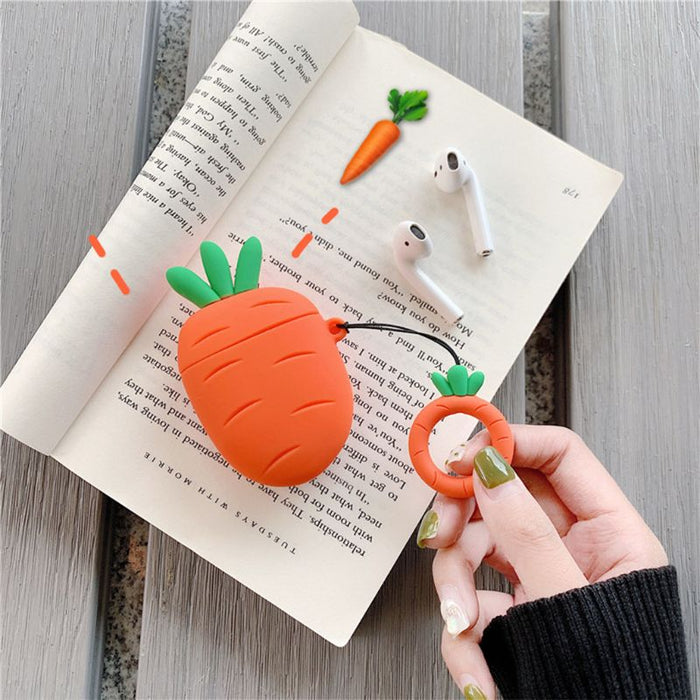 Cute Cactus Carrot Pattern Soft Silicone Protective Cover Shockproof Case Skin for Airpods