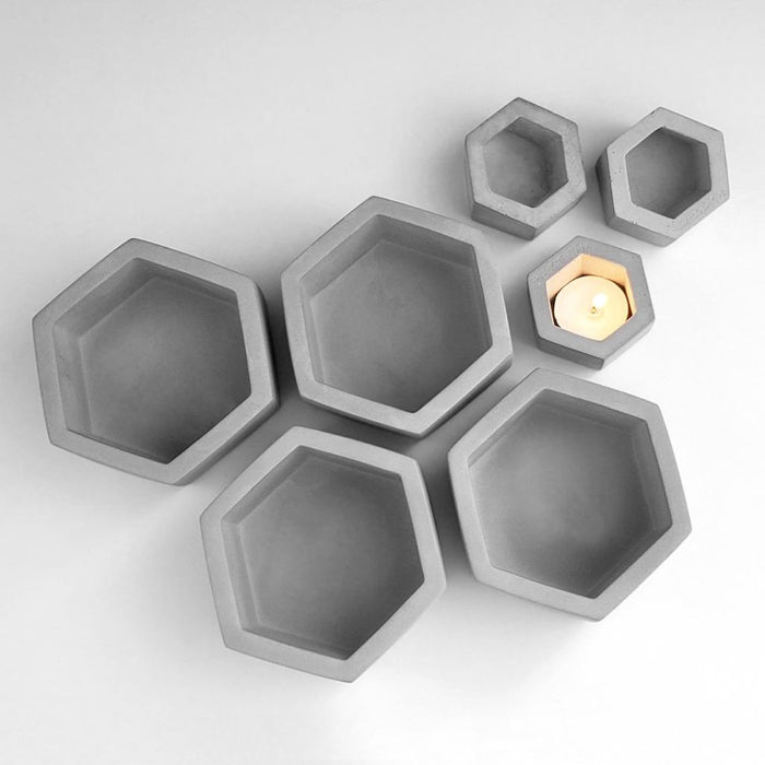 Gray Hexagon Ceramic Planter