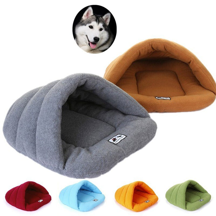 Warm Soft Polar Fleece Dog Beds Winter Warm Pet Heated Mat Slippers Beds Kennel House for Cats Sleeping Bag Nest Cave Bed