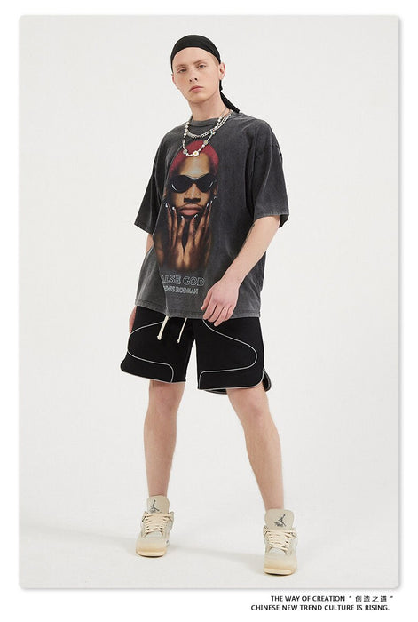 Men Cotton Dennis Rodman Portrait T Shirt
