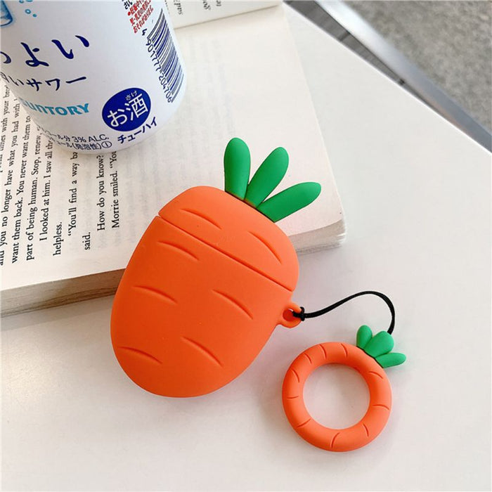 Cute Cactus Carrot Pattern Soft Silicone Protective Cover Shockproof Case Skin for Airpods