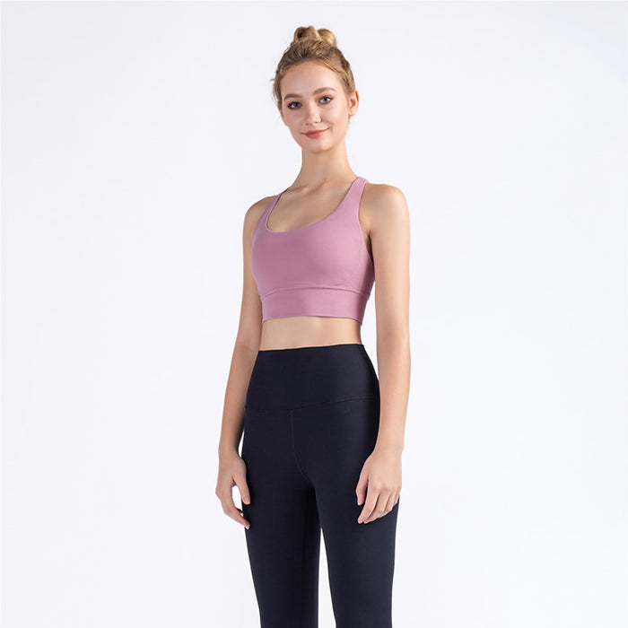 Vnazvnasi 2020 New Fabric Nylon Breathable Women Yoga Tops Bra Solid Color And Sexy Sports Wear Outdoor Exercise Clothes