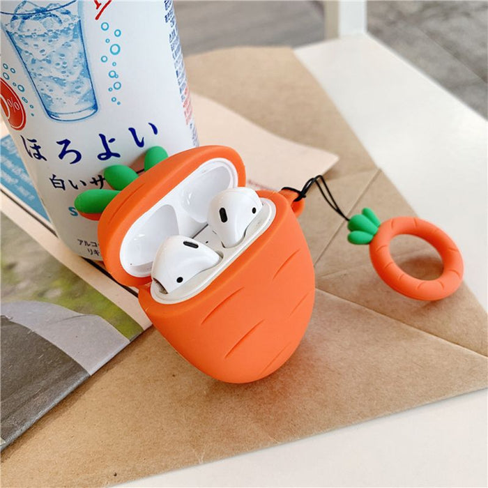 Cute Cactus Carrot Pattern Soft Silicone Protective Cover Shockproof Case Skin for Airpods