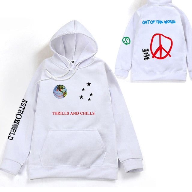 Astroworld THRILLS AND CHILLS Hoodies Spring Autumn Streetwear Pullover Travis Scotts Young Men Women FashionHip Hop Printing