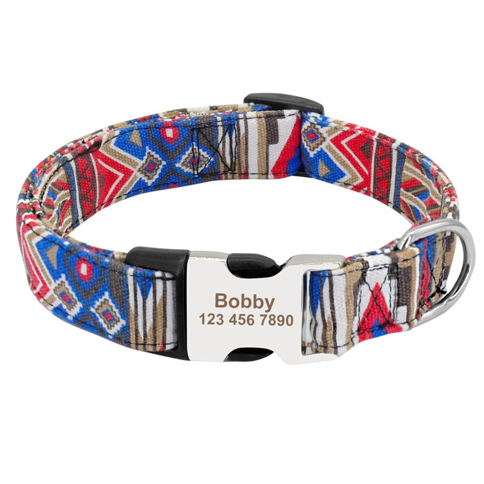 Adjustable Nylon Dog Collar With Nameplate