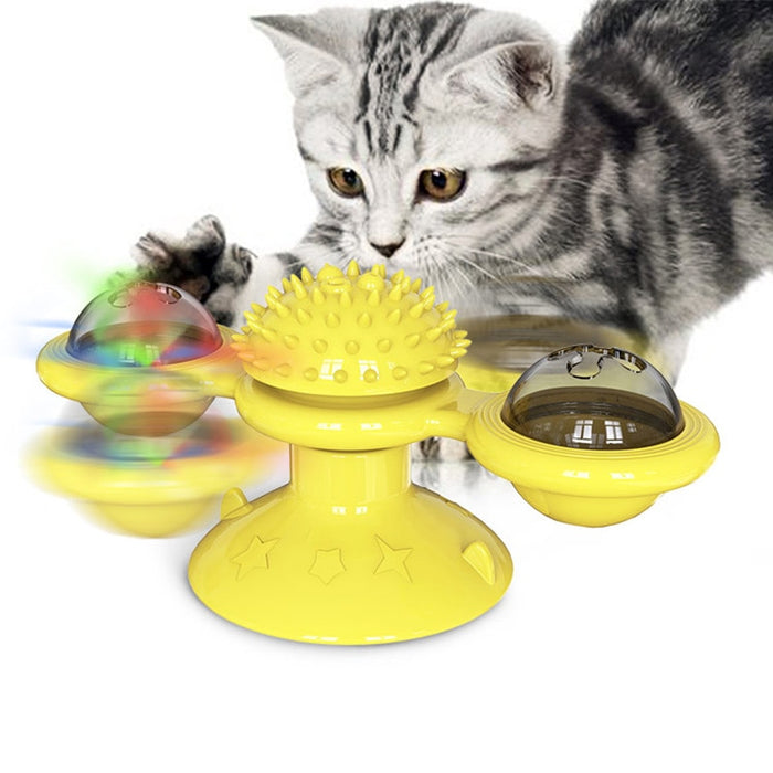 Pet Toys Cat Top Interactive Puzzle Training Turntable Windmill Ball Whirling Toys For Cats Kitten Play Game Cat Supplies
