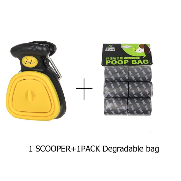 Dog Pet Travel Foldable Pooper Scooper With 1 Roll Decomposable bags Poop Scoop Clean Pick Up Excreta Cleaner Epacket Shipping