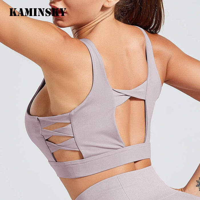 Kaminsky Sports Tank Top Women New Breathable Fitness Top  Women Shockproof Sports Bra Workout Running Casual Wear Patchwork Top