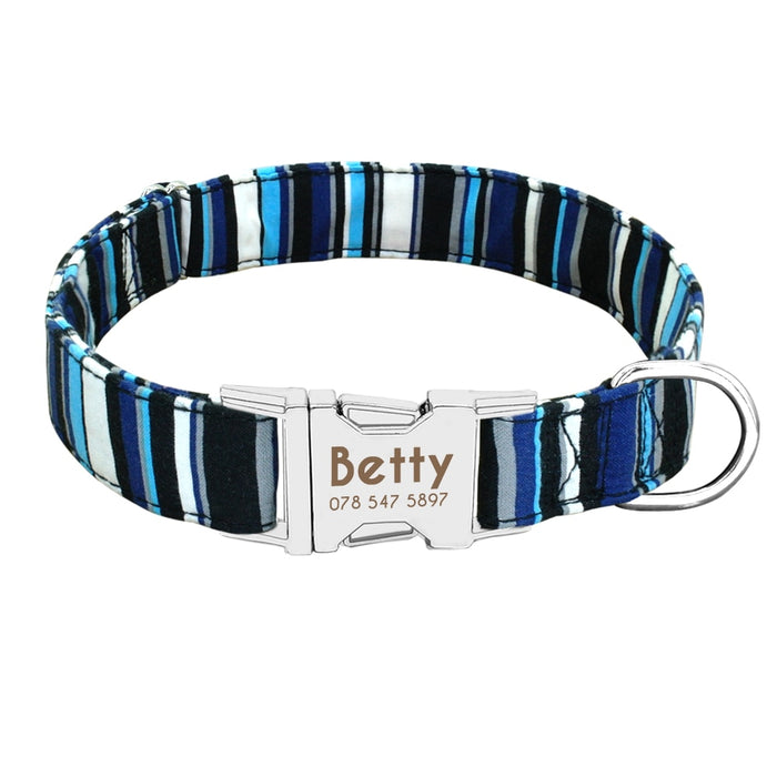 Dog Collar Custom Nylon Puppy Cat Dog Tag Collar Leash Pet Nameplate ID Collars Adjustable For Medium Large Dogs