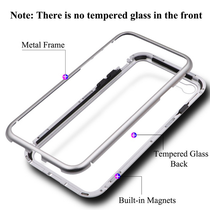Magnetic Metal Double Sided Tempered Glass Phone Case For Iphone