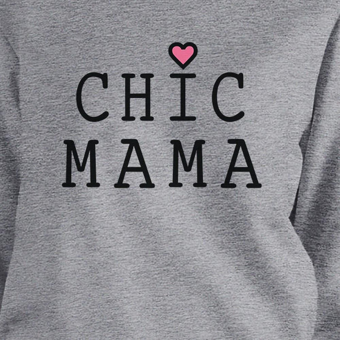 Chic Mama Grey Unisex Sweatshirt Simple Graphic Top For Young Moms