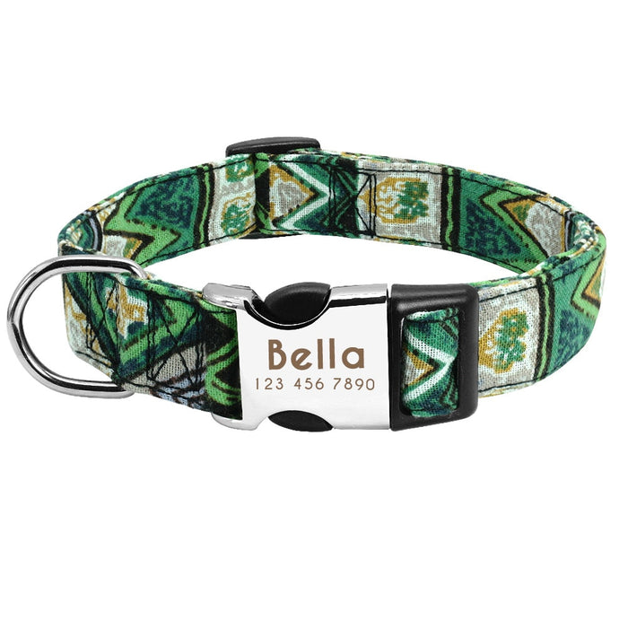 Adjustable Nylon Dog Collar With Nameplate