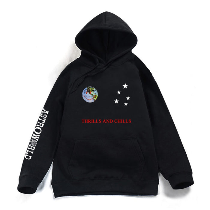Astroworld THRILLS AND CHILLS Hoodies Spring Autumn Streetwear Pullover Travis Scotts Young Men Women FashionHip Hop Printing