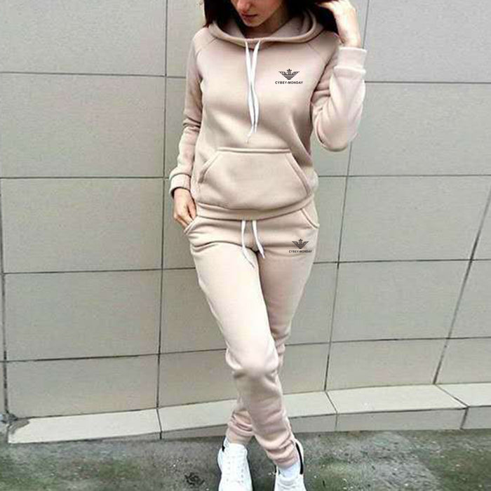 Autumn and Winter Two-piece Women's Hooded Set