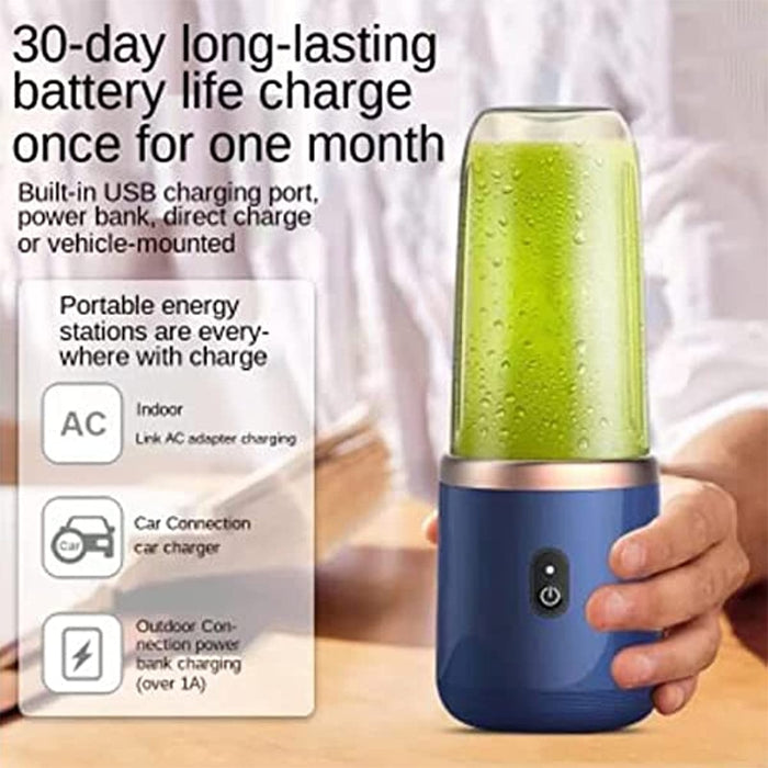 6 Blades Juicer Cup 400ML USB Smoothie Blender Cup Mini Charging Fruit Squeezer Food Mixer Ice Crusher Portable Wireless Juicers Johnny O's Goods