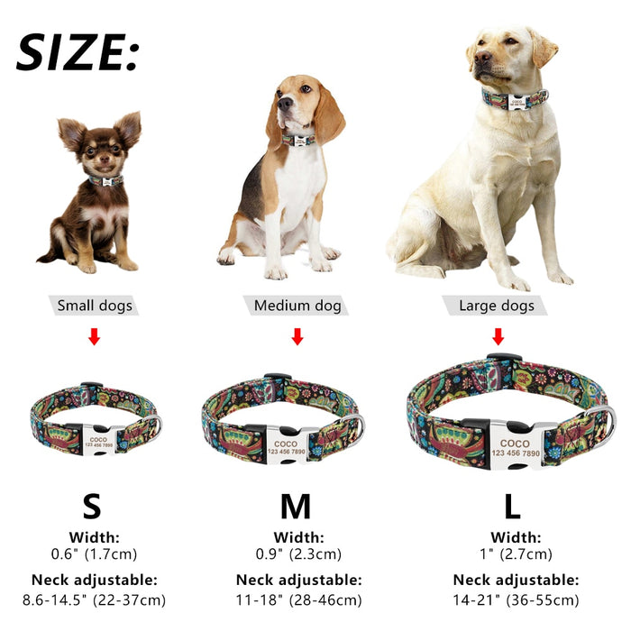 Adjustable Nylon Dog Collar With Nameplate