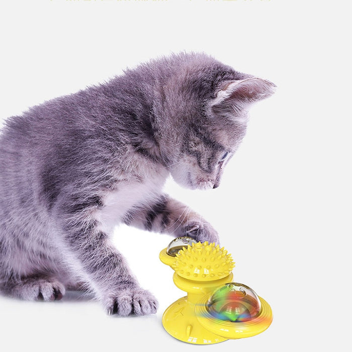 Xinxinyy Pet Toys Windmill Turntables Animal Teasers Plastic Balls Sucking  Pet Training Tools, Pink yellow 