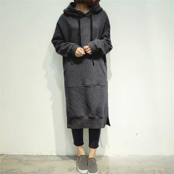 Women Loose Long Hoodie Dress