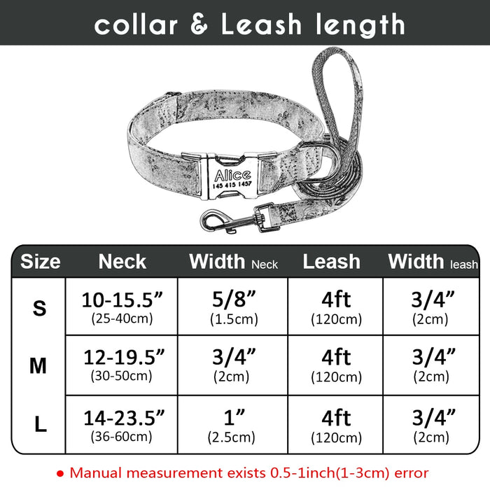 Dog Collar Custom Nylon Puppy Cat Dog Tag Collar Leash Pet Nameplate ID Collars Adjustable For Medium Large Dogs