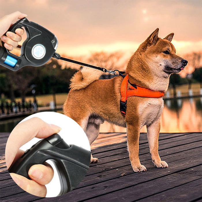 4.5M Retractable Dog Leash With Led Light And Garbage Bag