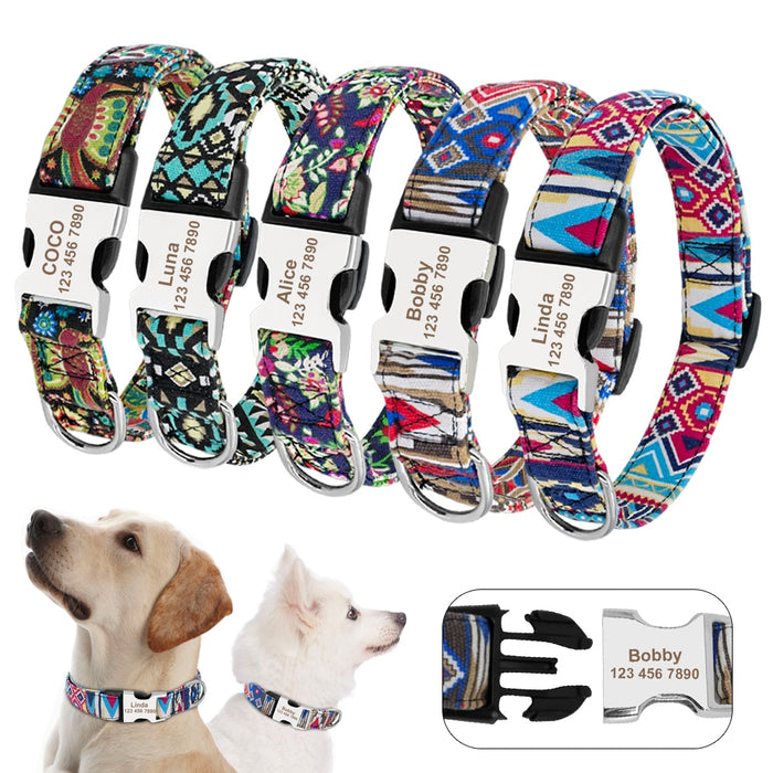 Adjustable Nylon Dog Collar With Nameplate