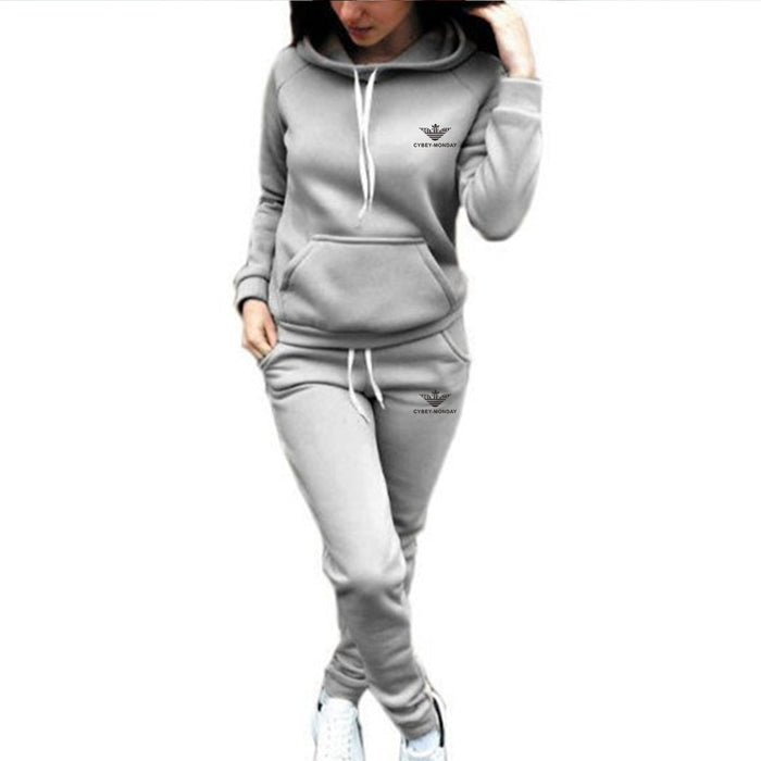 Autumn and Winter Two-piece Women's Hooded Set
