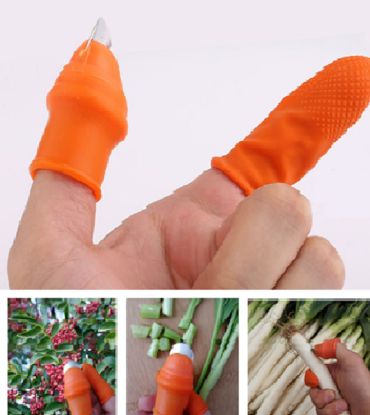 Silicone Thumb Knife Finger Protector Vegetable Harvesting Plant Blade Scissors Cutting Rings Garden Gloves