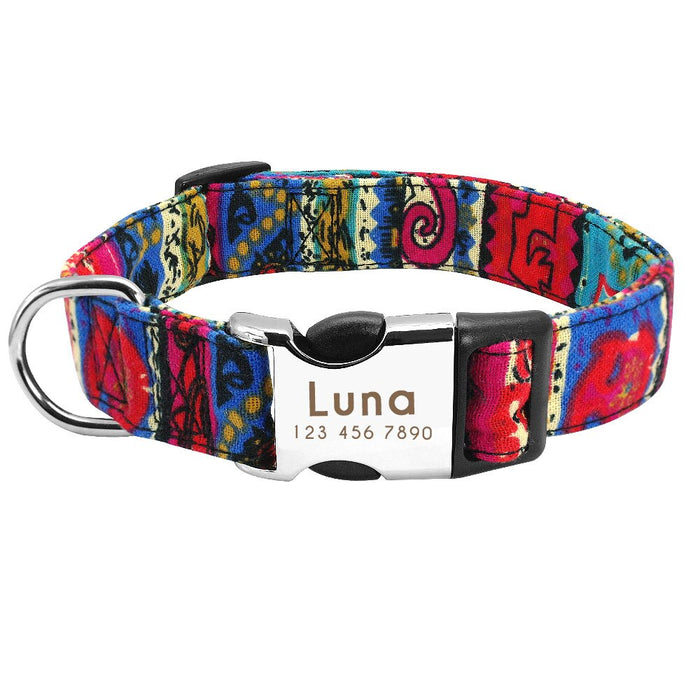 Adjustable Nylon Dog Collar With Nameplate