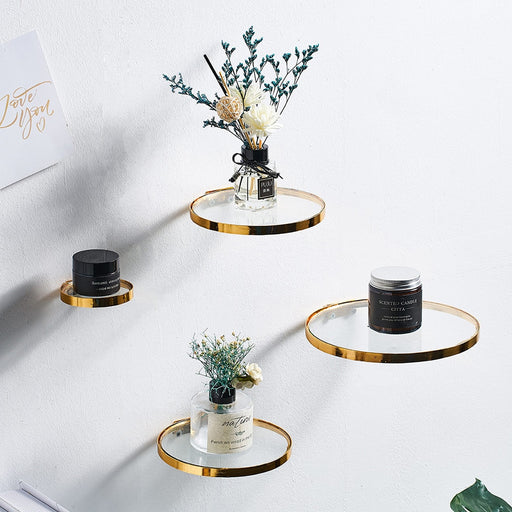 Wall Mounted Gold Glass Shelf